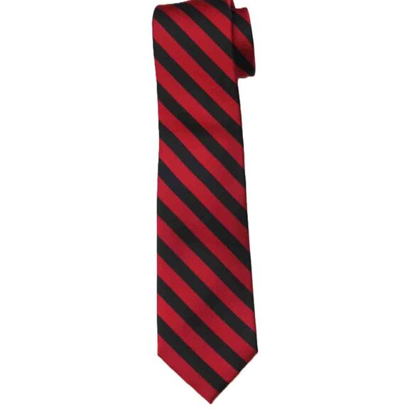Saddlebred Repp Stripe Tie Red Black Silk Blend Men's Necktie 60.75" - Picture 1 of 1